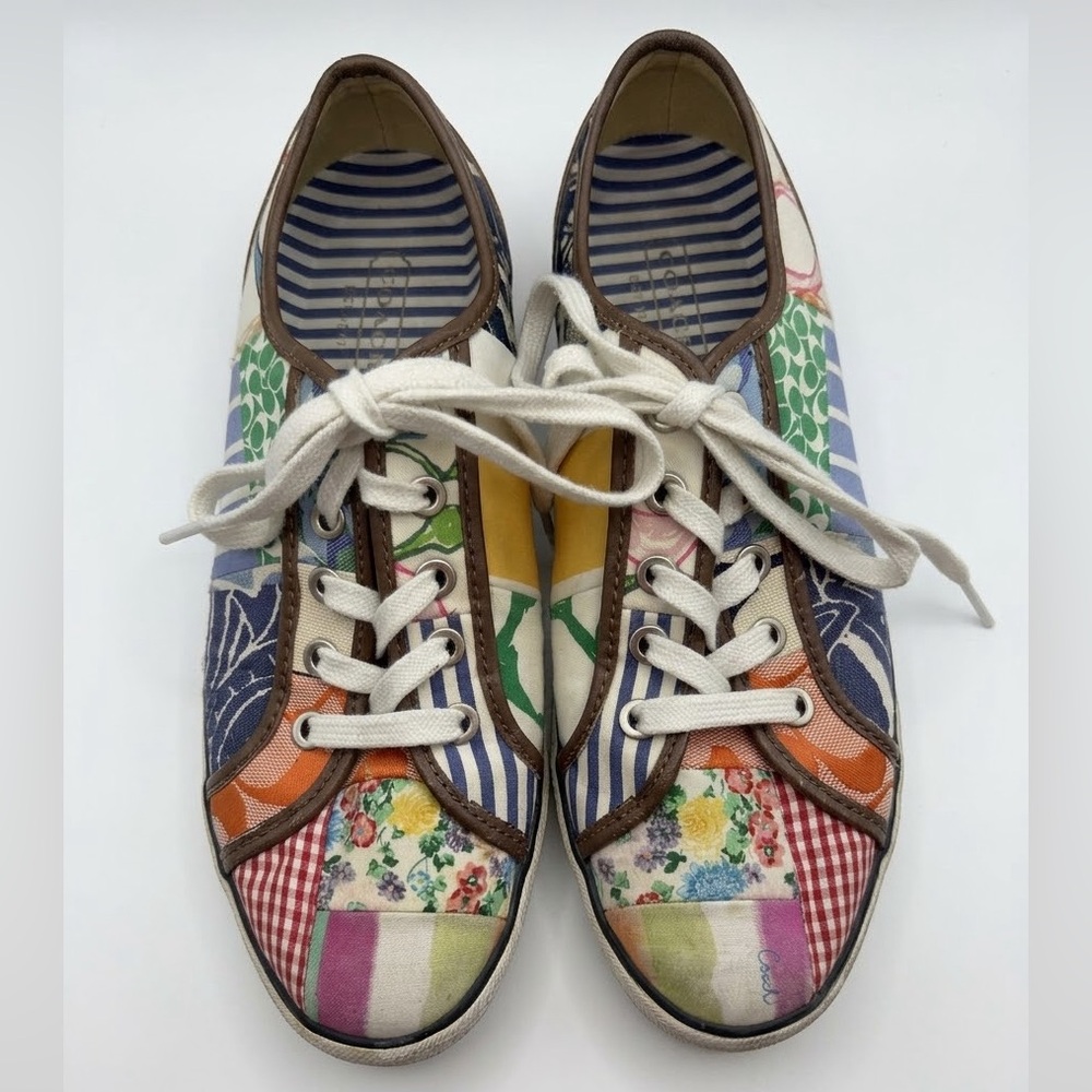 Coach Daphney Patchwork Sneakers Canvas Multi Pattern - Size 8